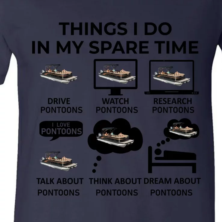 Things I Do In My Spare Time Pontoons V-Neck T-Shirt