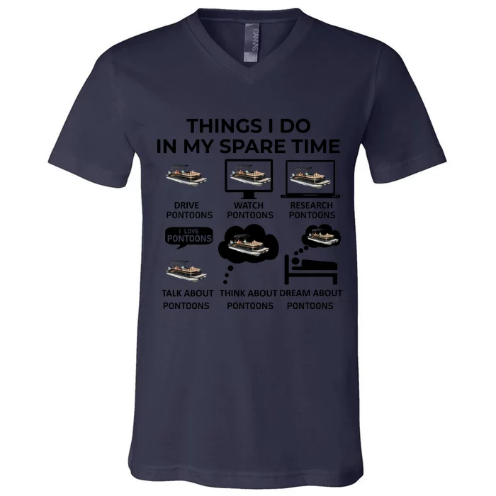 Things I Do In My Spare Time Pontoons V-Neck T-Shirt