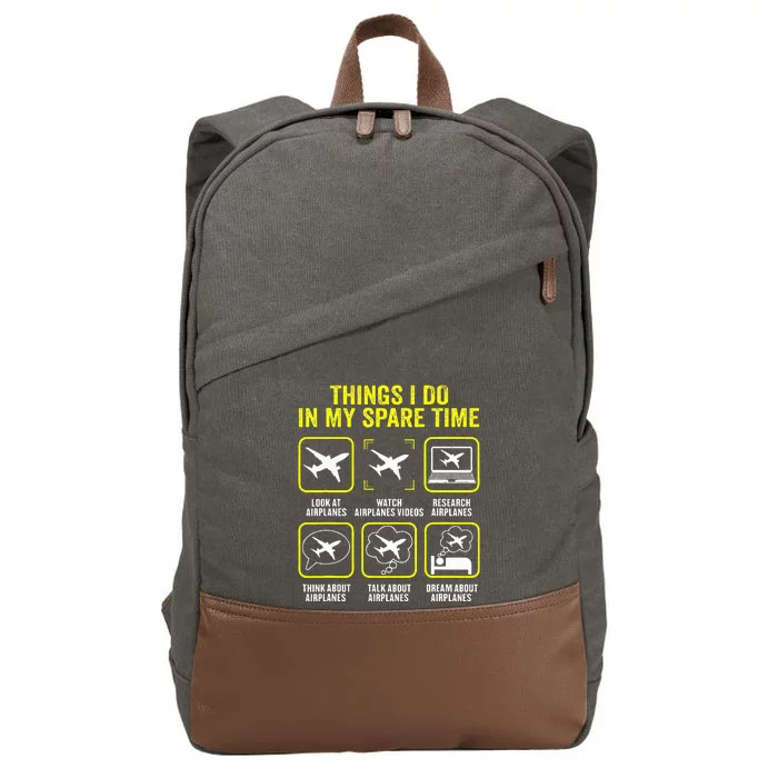 Things I Do In My Spare Time Airplanes Aviation Pilot Cotton Canvas Backpack