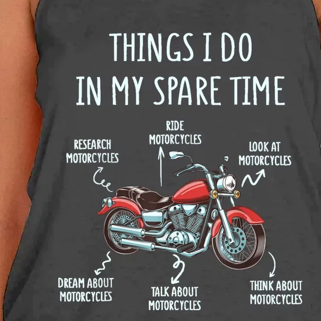 Things I Do In My Spare Time Motorcycle Biker Rider Riding Women's Knotted Racerback Tank