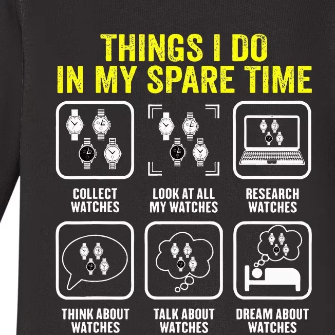 Things I Do In My Spare Time Horologist Watch Collector Baby Long Sleeve Bodysuit