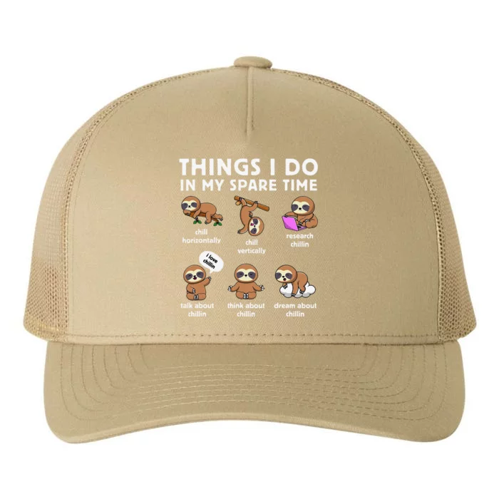 Things I Do In My Spare Time Chilling Sloth Cute Kawaii Yupoong Adult 5-Panel Trucker Hat