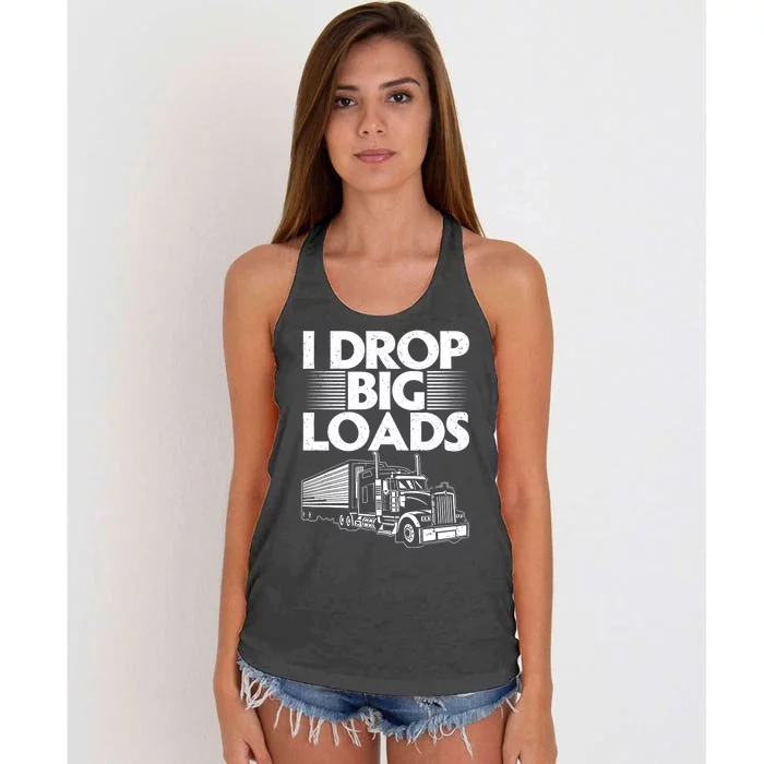 Truck I Drop Big Loads Women's Knotted Racerback Tank