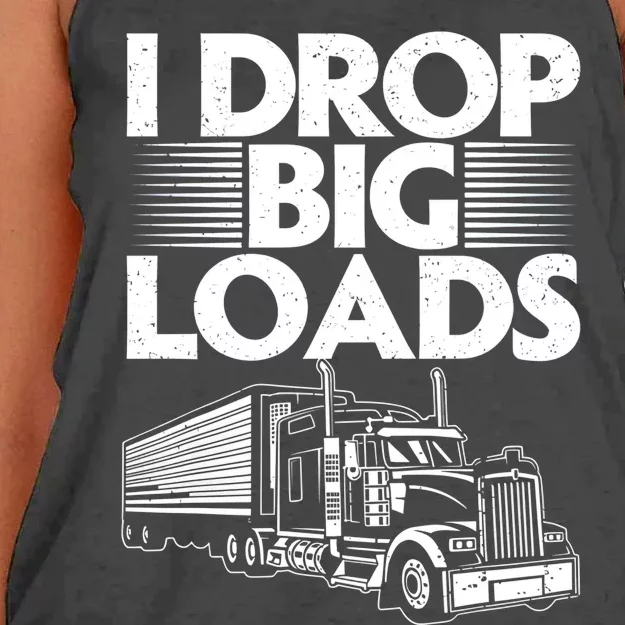 Truck I Drop Big Loads Women's Knotted Racerback Tank