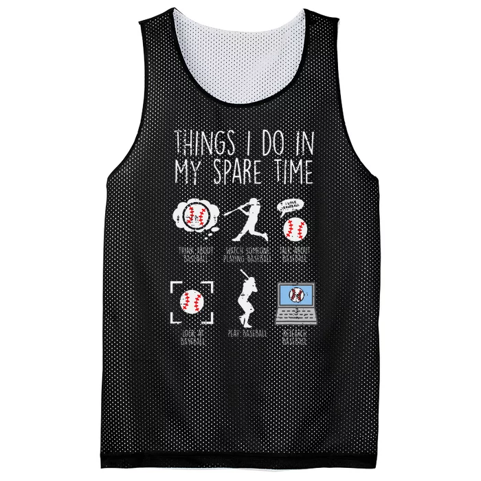 Things I Do Spare Time Baseball Funny Player Mesh Reversible Basketball Jersey Tank