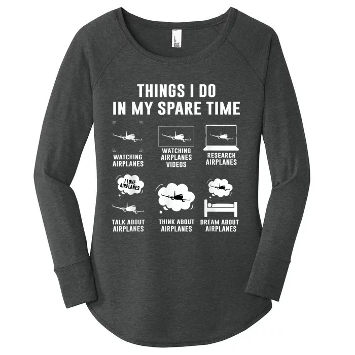 Things I Do In My Spare Time Airplane Women's Perfect Tri Tunic Long Sleeve Shirt