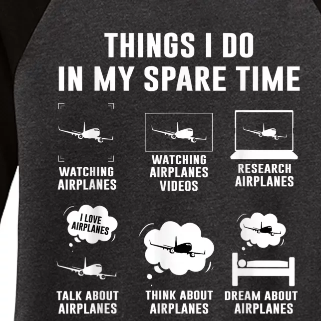 Things I Do In My Spare Time Airplane Women's Tri-Blend 3/4-Sleeve Raglan Shirt