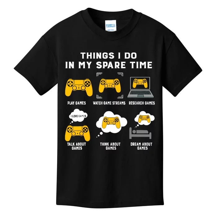 Things I Do In My Spare Time Gaming Game Lover Gift Kids T-Shirt