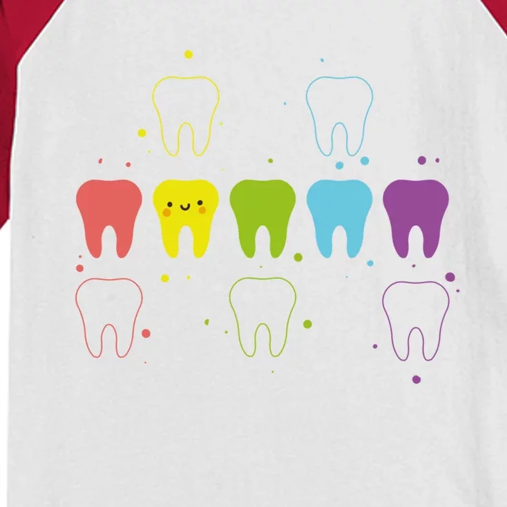 Teeth I Dentist I Dental Hygienist Assistant Gift Kids Colorblock Raglan Jersey