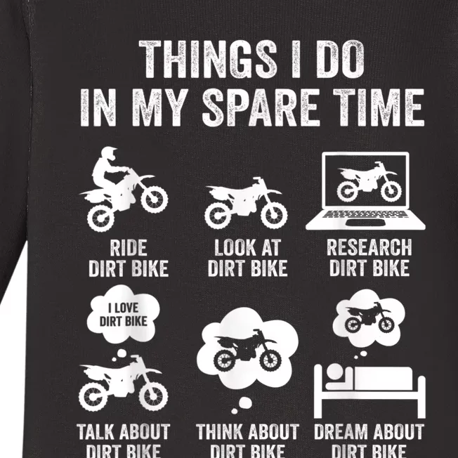 Things I Do In My Spare Time Funny Dirt Bike Motocross Biker Baby Long Sleeve Bodysuit