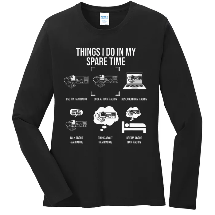 Things I Do In My Spare Time Ham Radio Operator Ladies Long Sleeve Shirt