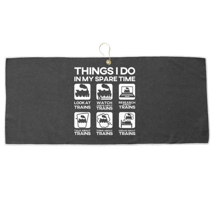 Things I Do In My Spare Time Funny Train Steam Locomotive Large Microfiber Waffle Golf Towel