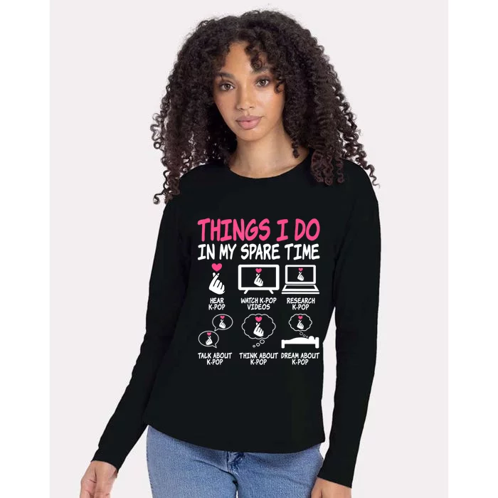 Things I Do In My Spare Time Kpop Music Anime Lover KPop Womens Cotton Relaxed Long Sleeve T-Shirt