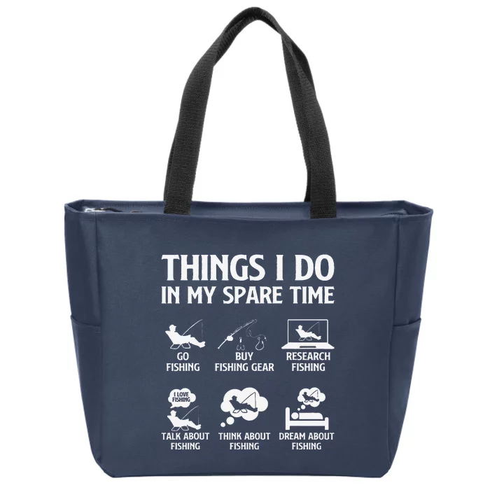 Things I Do In My Spare Time Fishing Boy Bass Fishing Zip Tote Bag