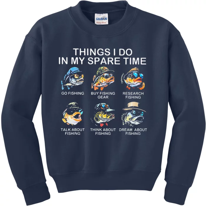 Things I Do In My Spare Time Funny Fishing Kids Sweatshirt