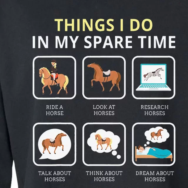 Things I Do In My Spare Time Horse Cropped Pullover Crew