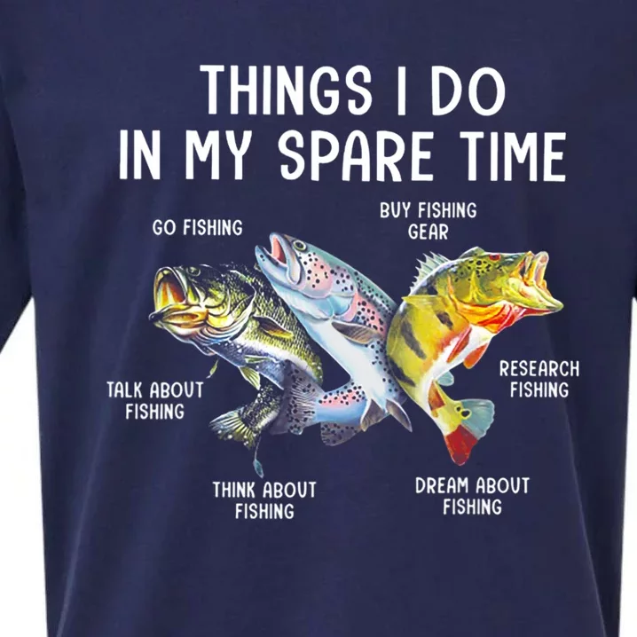 Things I Do In My Spare Time Funny Fishing Sueded Cloud Jersey T-Shirt