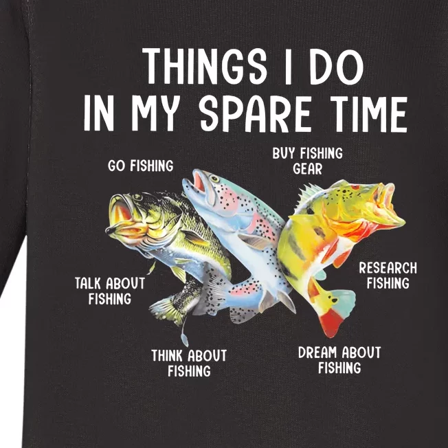 Things I Do In My Spare Time Funny Fishing Baby Long Sleeve Bodysuit