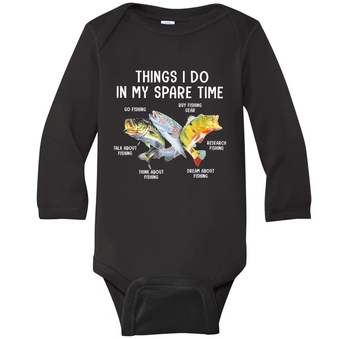 Things I Do In My Spare Time Funny Fishing Baby Long Sleeve Bodysuit