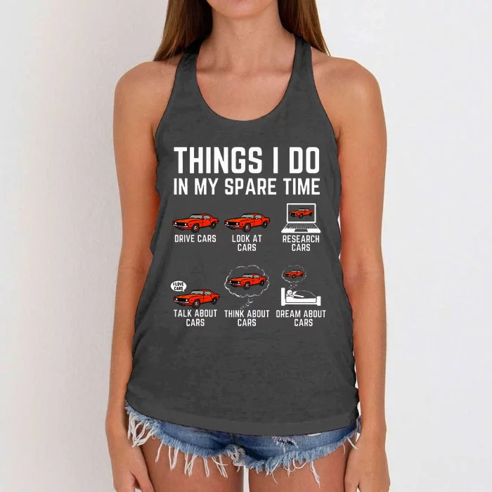 Things I Do In My Spare Time Funny Car Enthusiast Car Lover Women's Knotted Racerback Tank