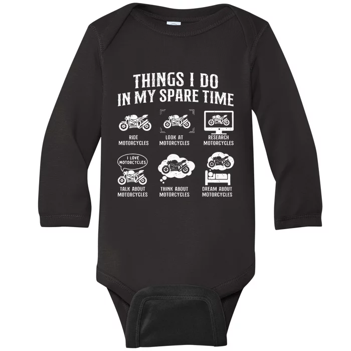 Things I Do In My Spare Time Biker Motorcycle Rider Riding Baby Long Sleeve Bodysuit