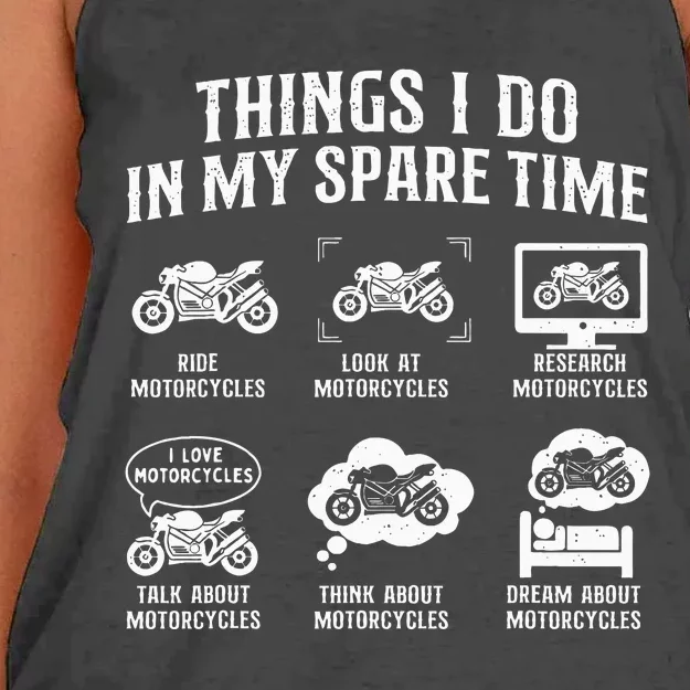 Things I Do In My Spare Time Biker Motorcycle Rider Riding Women's Knotted Racerback Tank