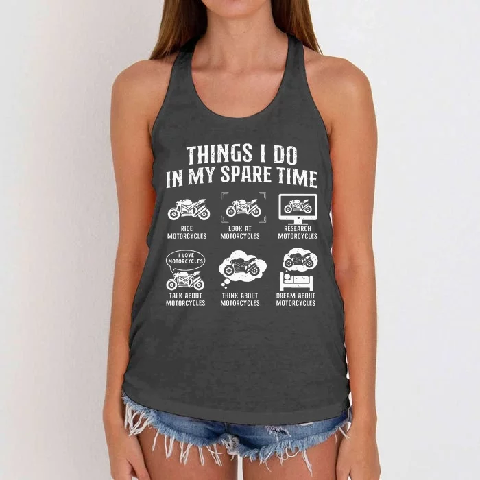 Things I Do In My Spare Time Biker Motorcycle Rider Riding Women's Knotted Racerback Tank