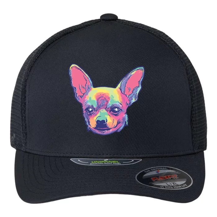 Tie Dye Chihuahua Flexfit Unipanel Trucker Cap