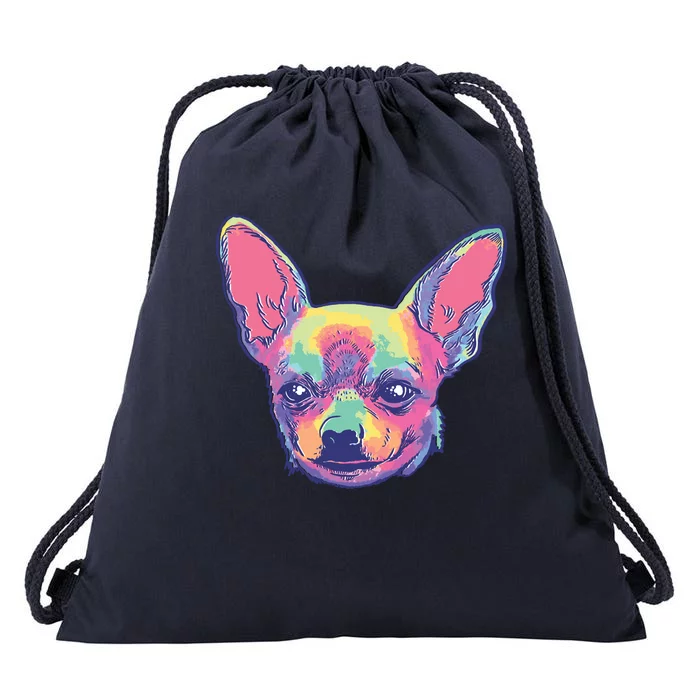 Tie Dye Chihuahua Drawstring Bag