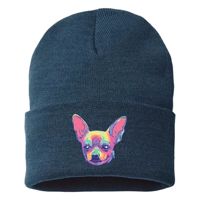 Tie Dye Chihuahua Sustainable Knit Beanie