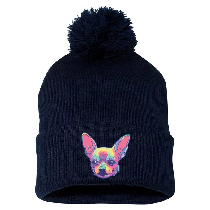 Tie Dye Chihuahua Pom Pom 12in Knit Beanie