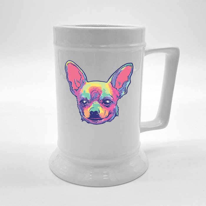 Tie Dye Chihuahua Front & Back Beer Stein