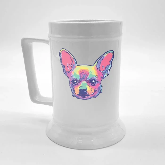 Tie Dye Chihuahua Front & Back Beer Stein