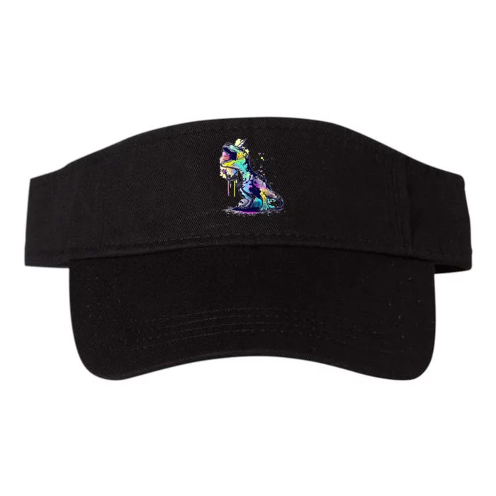 Tie Dye Colorful Trex Dinosaur Valucap Bio-Washed Visor