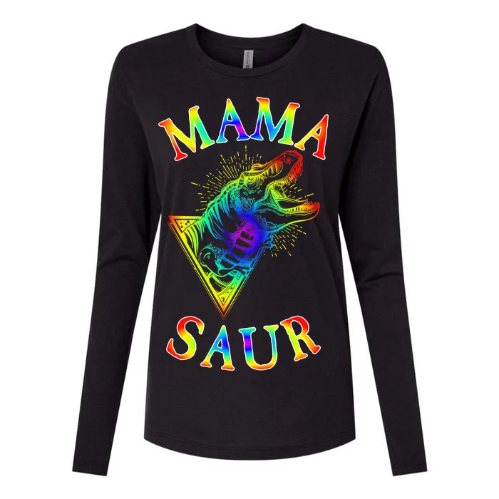 Tie Dye Mama Saur Mamasaurus T-Rex Dinosaur Womens Cotton Relaxed Long Sleeve T-Shirt