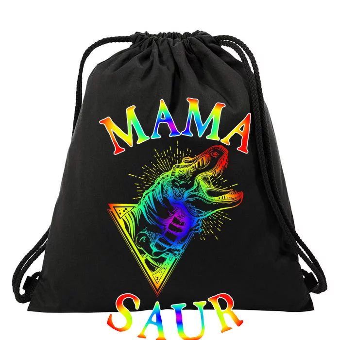 Tie Dye Mama Saur Mamasaurus T-Rex Dinosaur Drawstring Bag