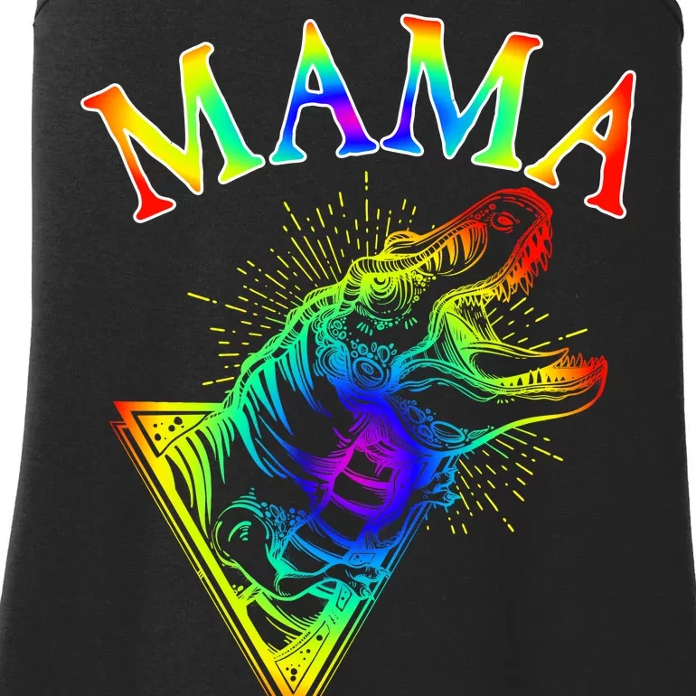 Tie Dye Mama Saur Mamasaurus T-Rex Dinosaur Ladies Essential Tank