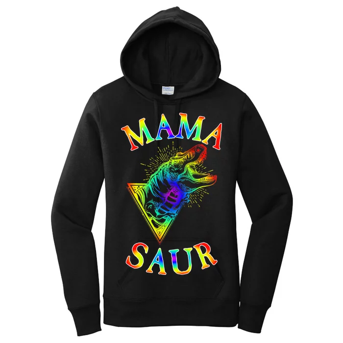 Tie Dye Mama Saur Mamasaurus T-Rex Dinosaur Women's Pullover Hoodie