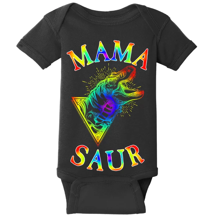 Tie Dye Mama Saur Mamasaurus T-Rex Dinosaur Baby Bodysuit