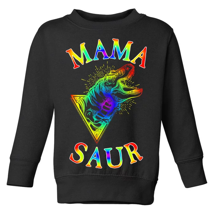 Tie Dye Mama Saur Mamasaurus T-Rex Dinosaur Toddler Sweatshirt