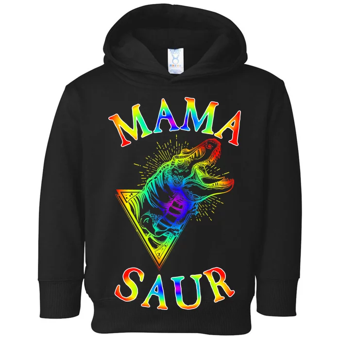 Tie Dye Mama Saur Mamasaurus T-Rex Dinosaur Toddler Hoodie