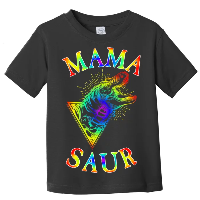 Tie Dye Mama Saur Mamasaurus T-Rex Dinosaur Toddler T-Shirt