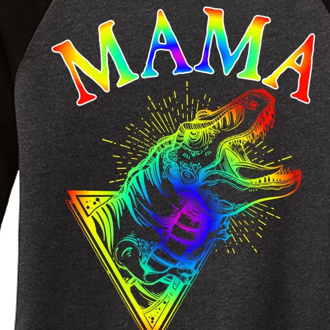 Tie Dye Mama Saur Mamasaurus T-Rex Dinosaur Women's Tri-Blend 3/4-Sleeve Raglan Shirt