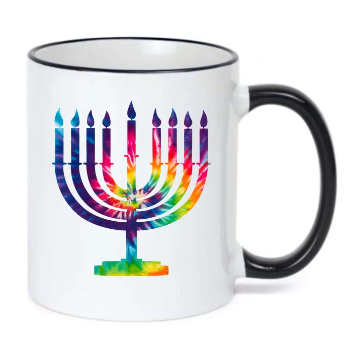 Tie Dye Menorah Hanukkah Chanukah Black Color Changing Mug