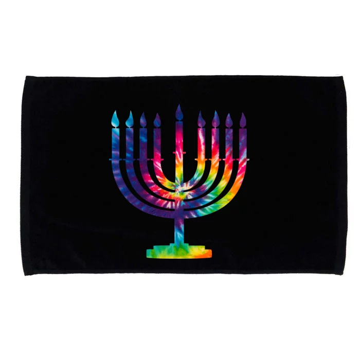 Tie Dye Menorah Hanukkah Chanukah Microfiber Hand Towel