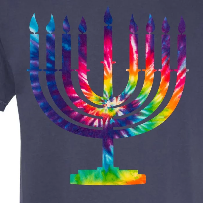 Tie Dye Menorah Hanukkah Chanukah Garment-Dyed Heavyweight T-Shirt