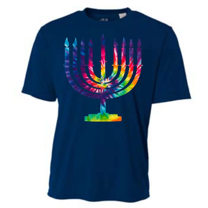 Tie Dye Menorah Hanukkah Chanukah Cooling Performance Crew T-Shirt