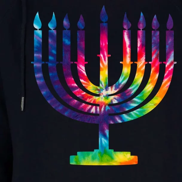 Tie Dye Menorah Hanukkah Chanukah Womens Funnel Neck Pullover Hood