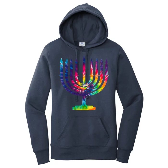 Tie Dye Menorah Hanukkah Chanukah Women's Pullover Hoodie