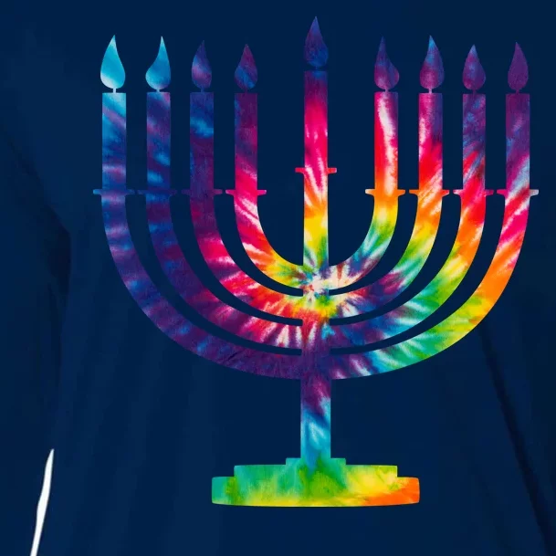 Tie Dye Menorah Hanukkah Chanukah Cooling Performance Long Sleeve Crew